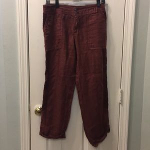 Anthropologie Hei Hei 27 linen burgundy pant
